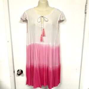 Charlie Paige ombré beach dress Medium white pink silver metallic tiered Resort